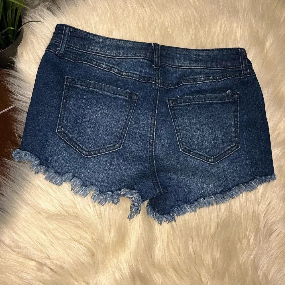 Harper embroidery pocket distressed denim shorts sz 27